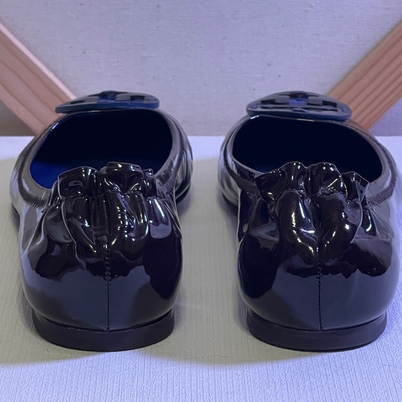 Tory Burch Reva Brown and Cobalt Blue Travel Ballet Flat Sz 7 - Picture 5 of 7